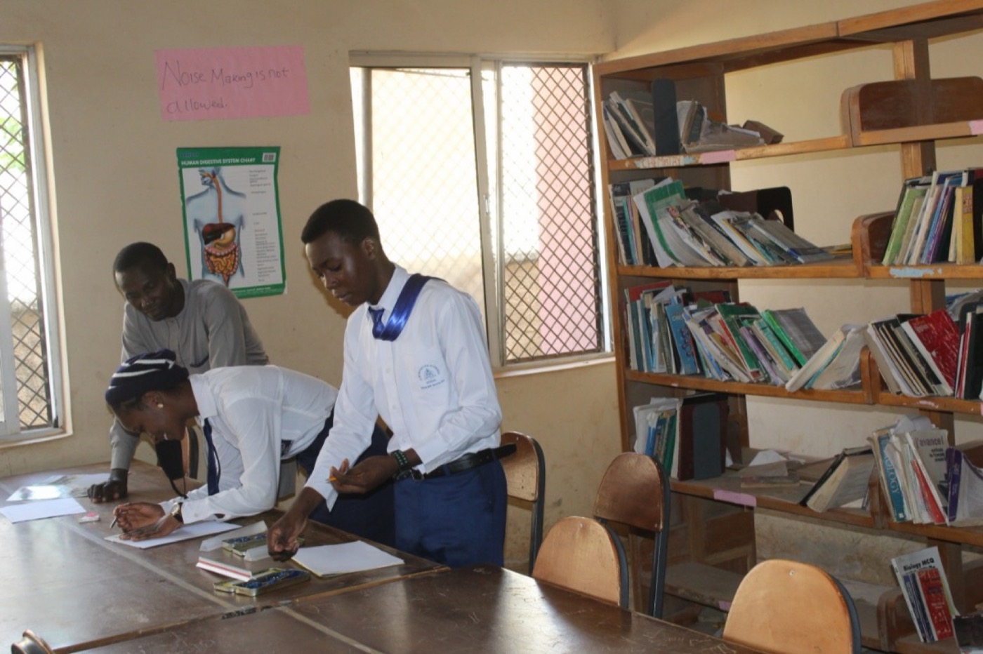 Students reading in the school library